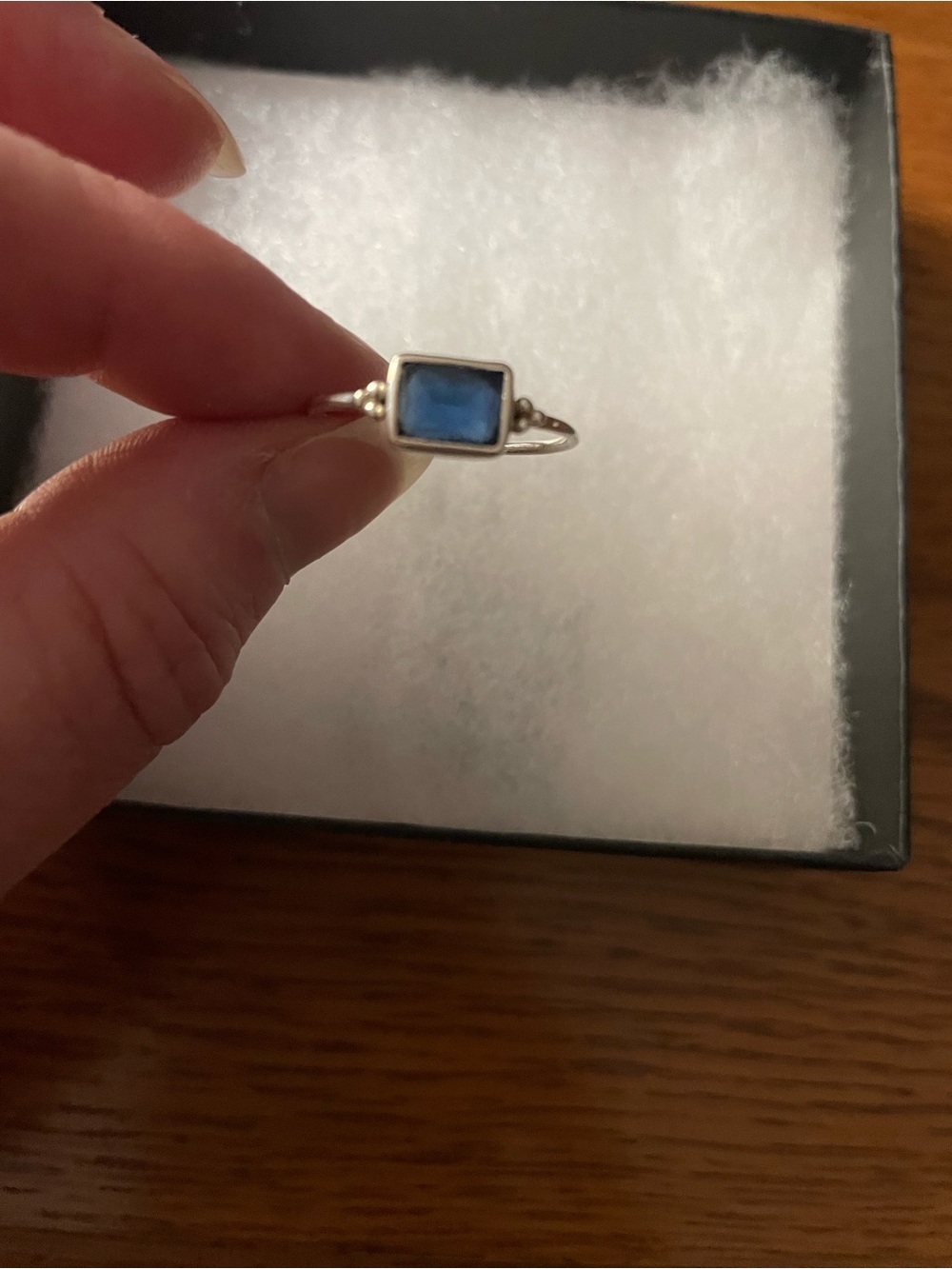 Sterling Silver, unpolished sapphire